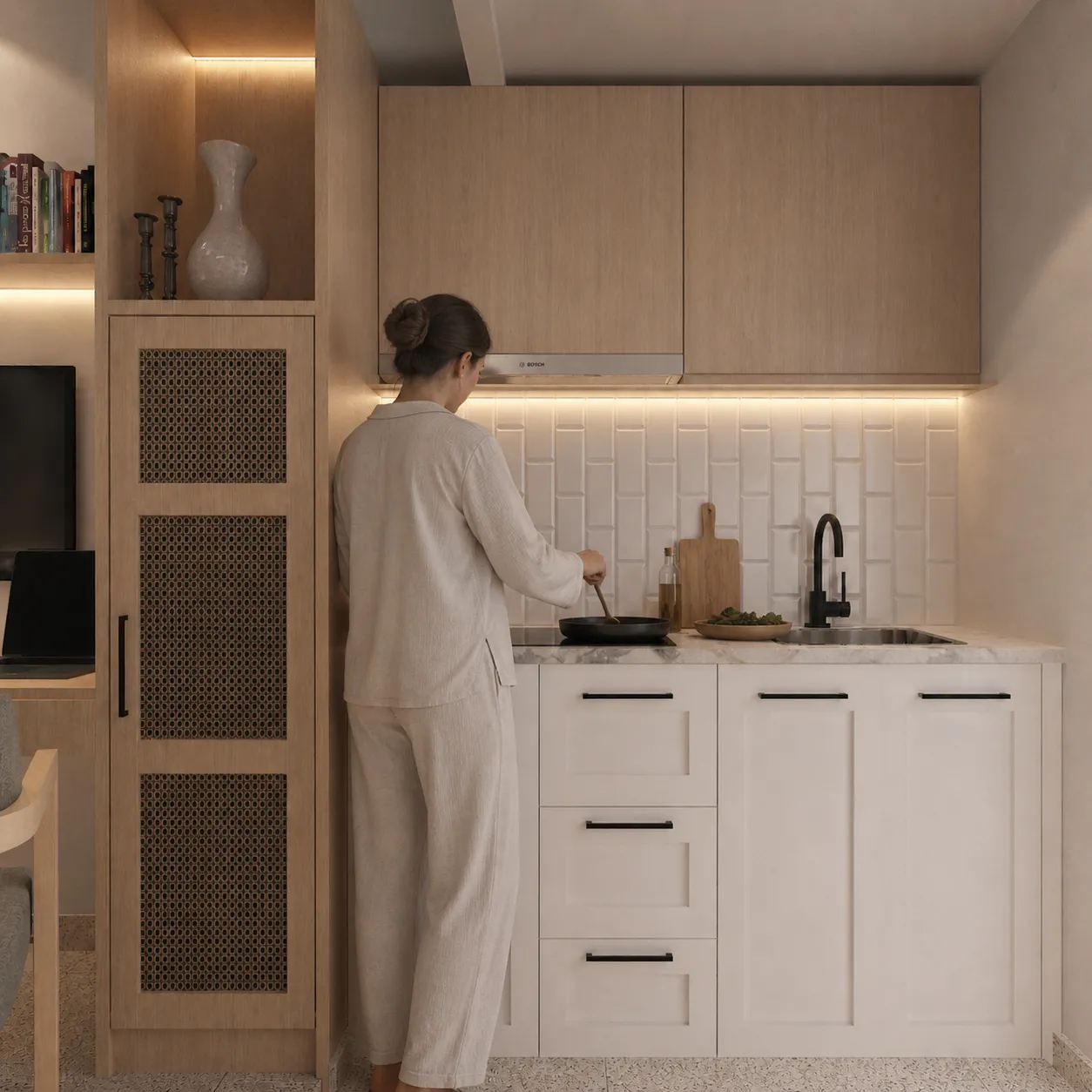 Kitchenette in a HAVN studio in use
